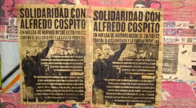 $hile: Posters and Agitation in the Streets of Santiago in Response to the International Call for Alfredo Cospito
