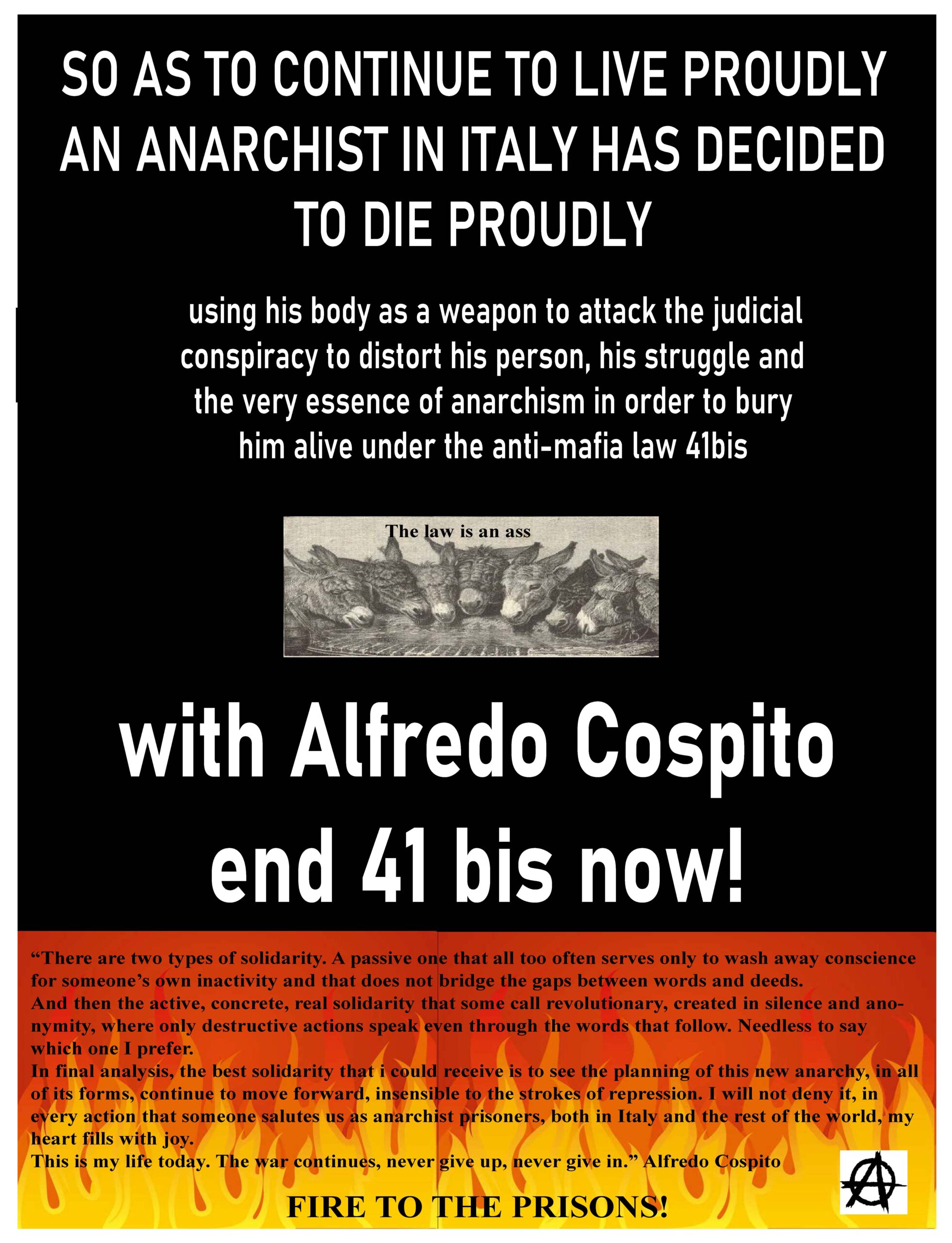 London,UK FREEDOM IS NONNEGOTIABLE. ALFREDO COSPITO OUT OF 41 BIS