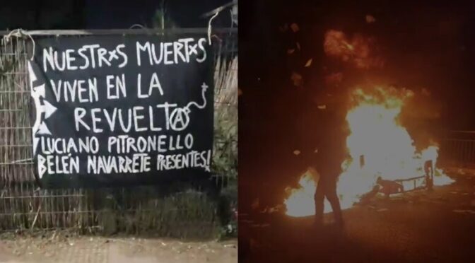 Santiago, Chile: Barricades in Memory of the comrades Luciano Pitronello and Belén Navarrete