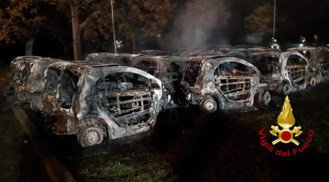 Assago (Milan), Italy: Incendiary attack on 23 Enjoy cars and an Eni Plenitude van (Assago, 31 October 2024)